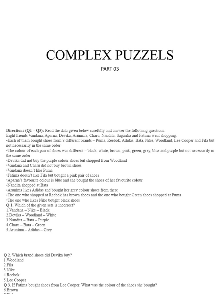 COMPLEX PUZZELS Lecture 03 | PDF | Adidas | Fruit