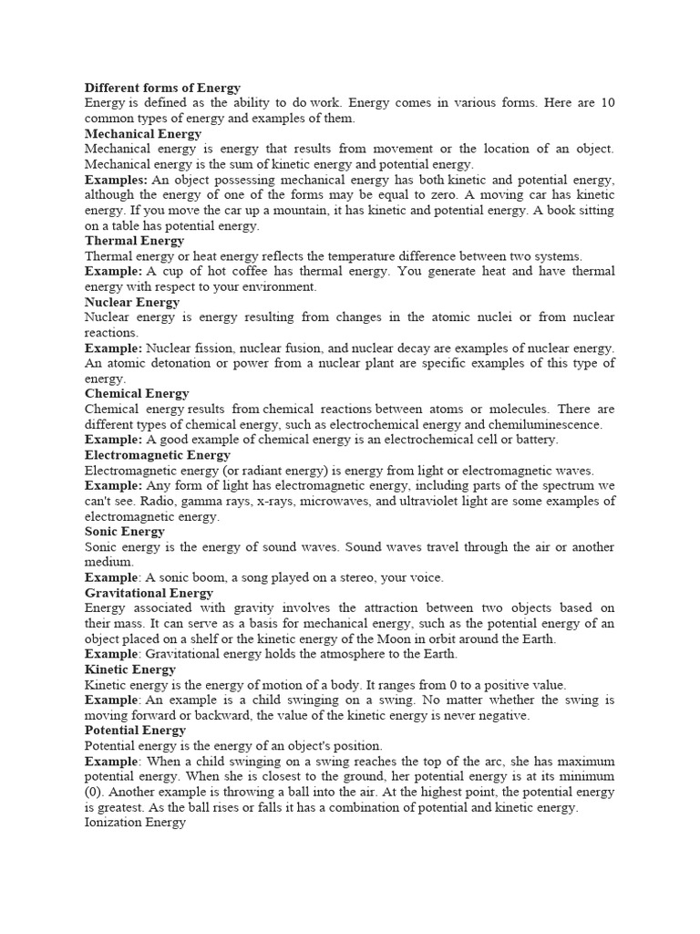 Different Forms of Energy | PDF | Collision | Momentum