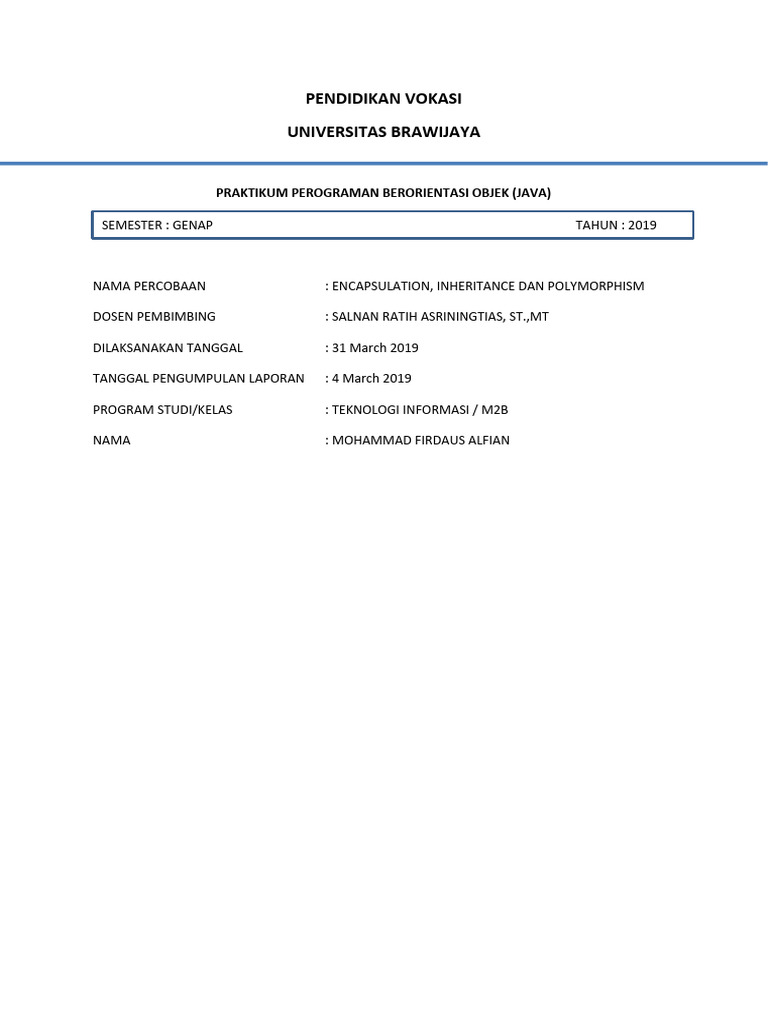 Praktikum OOP Java: Encapsulation & Inheritance | PDF