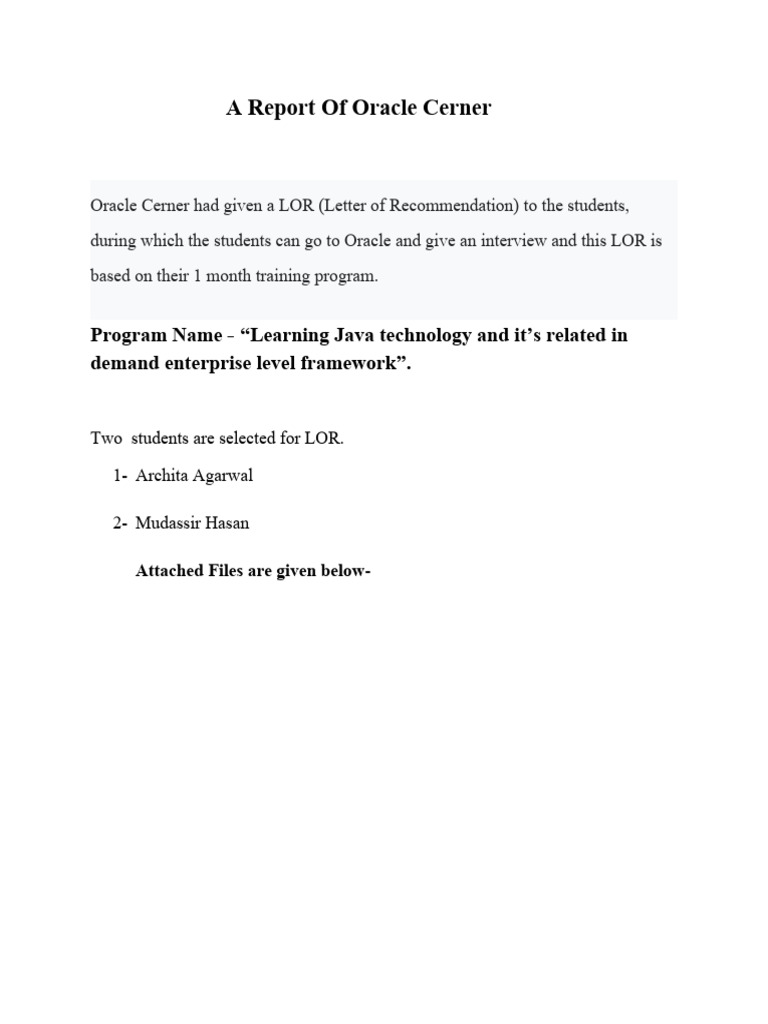 A report of oracle cerner pdf