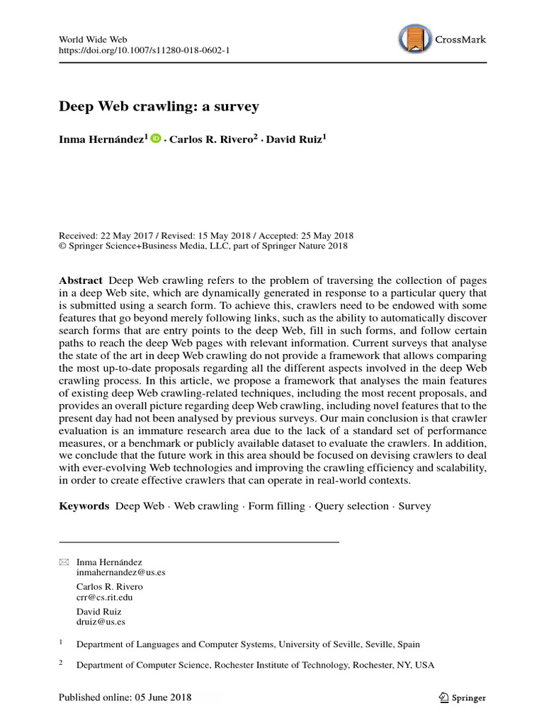 Deep Web Crawling Techniques Survey | PDF | World Wide Web | Internet & Web