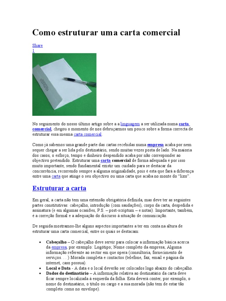 Estrutura de Carta Comercial | PDF | Publicidade | Consultor