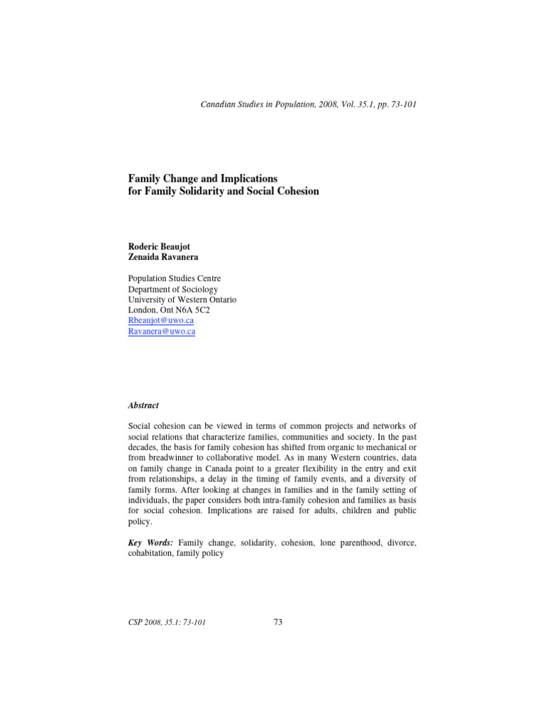 Family Cohesion | PDF | Cohabitation | Family