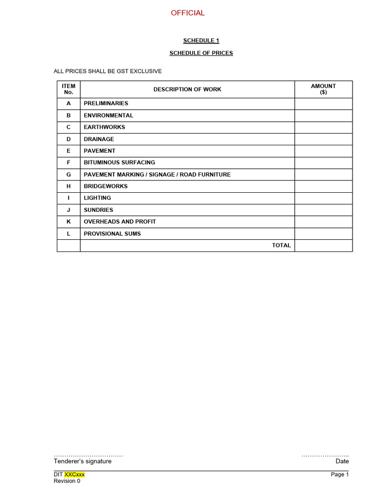 Tender Schedules Major Construction Mar 2022 | PDF | Regulatory ...
