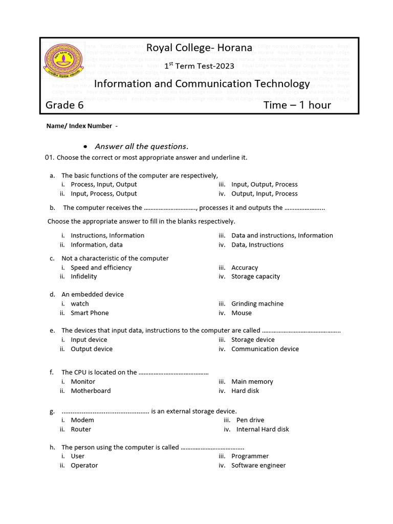 Grade 6 English Medium Subjects