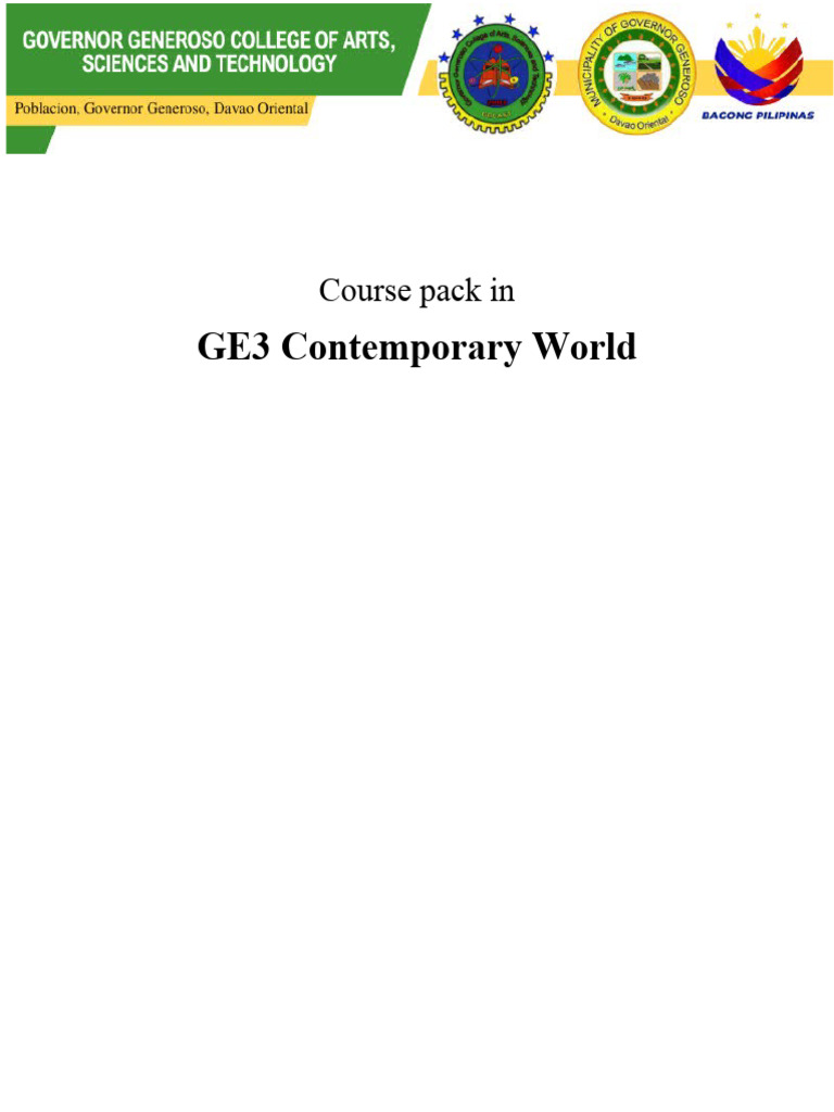 GE3 Contemporary World Course Overview | PDF | Social Contract ...