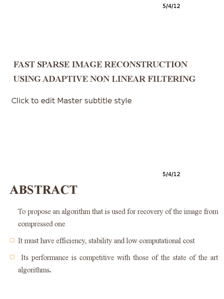 Fast Sparse Image Reconstruction Using Adaptive Non Linear Filtering | PDF