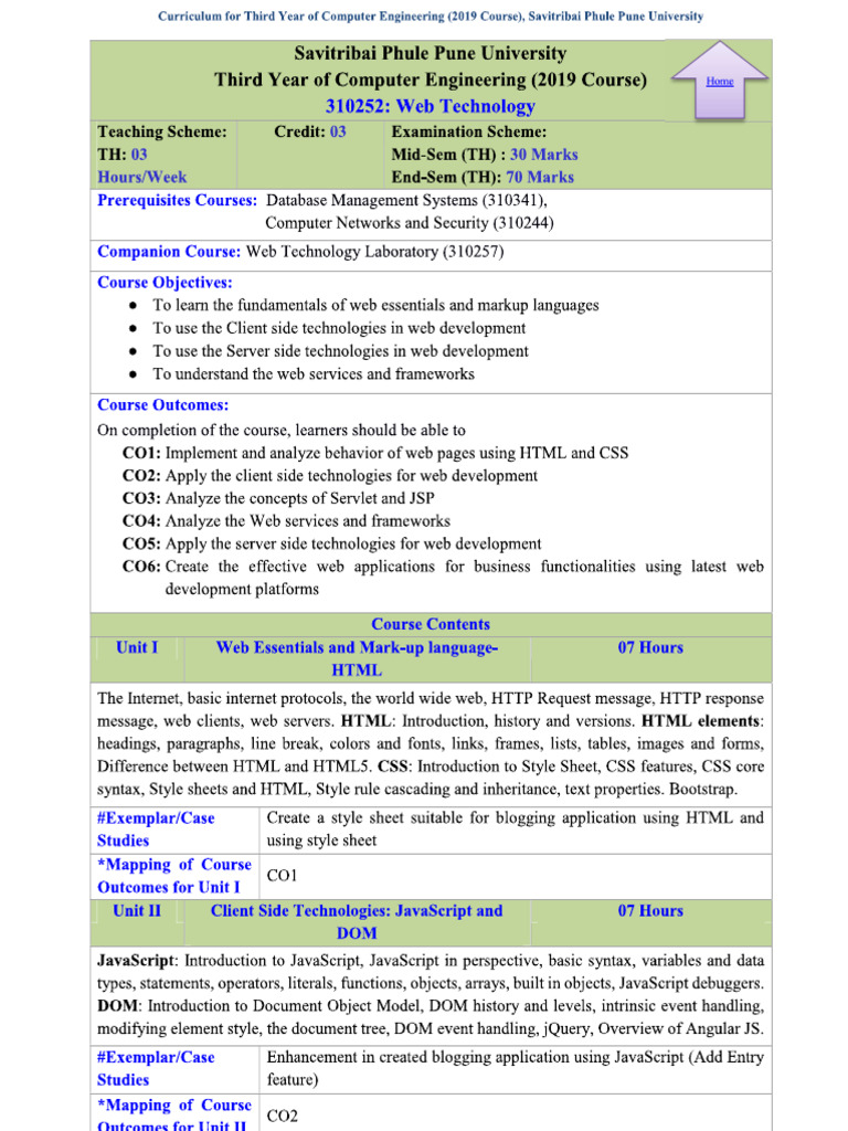 Web Technology Syllabus Pdf