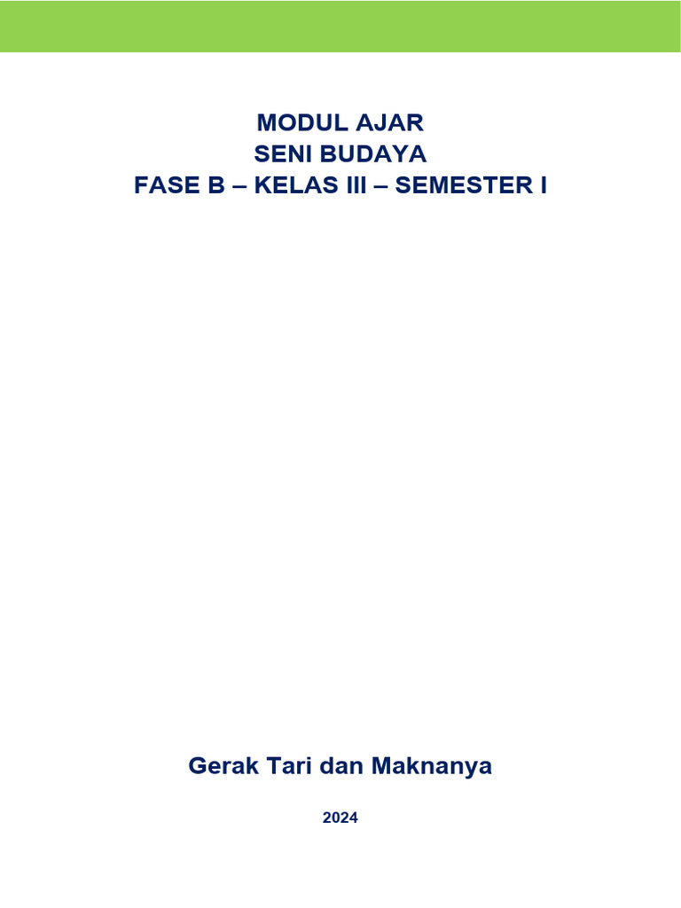 Modul Ajar Seni Budaya Kelas 3 Semester 1 | PDF | Seni & Disiplin Bahasa