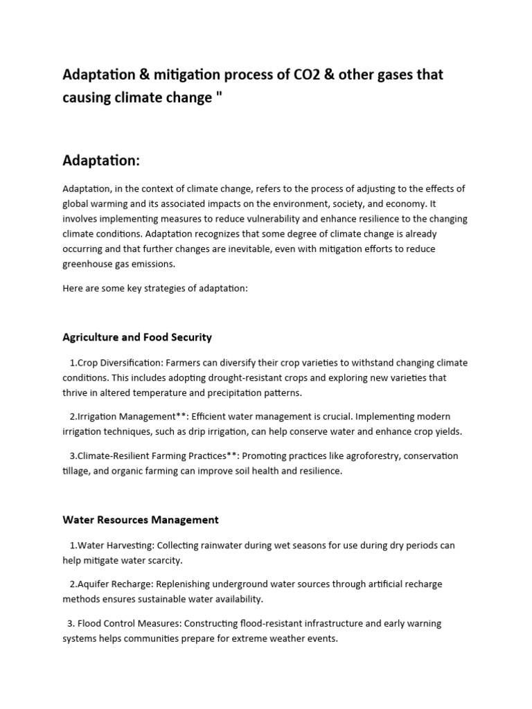 Climate Change Adaptation Strategies | PDF | Climate Change | Climate ...