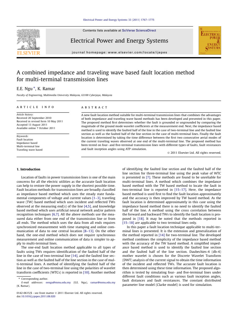 Multi-Terminal Fault Location Method | PDF | Wavelet | Electrical Impedance