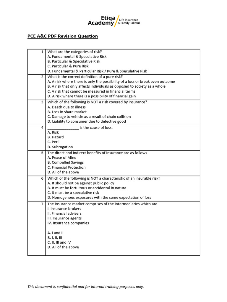 PCEIA General Insurance Exam Guide | PDF | Insurance | Law Of Agency