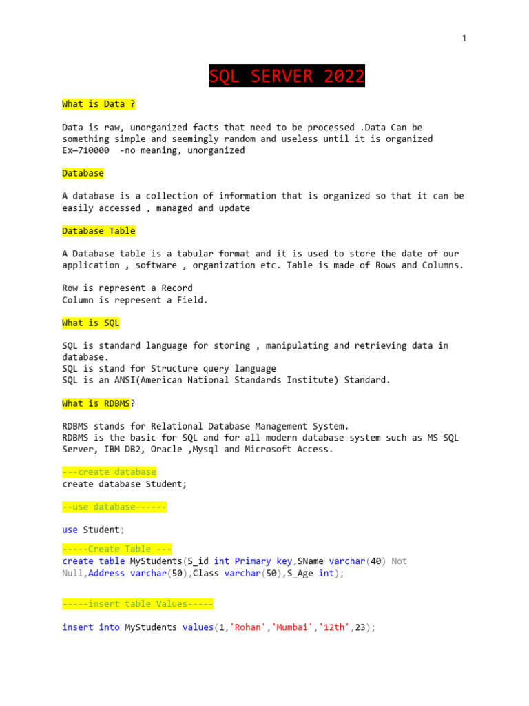 SQL Server | PDF | Sql | Databases