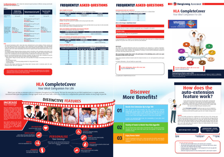 HLA CompleteCover Product Brochure PDF Insurance Investment Fund