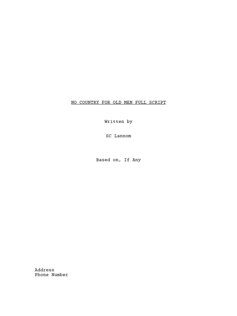 No Country For Old Men Full Script | PDF