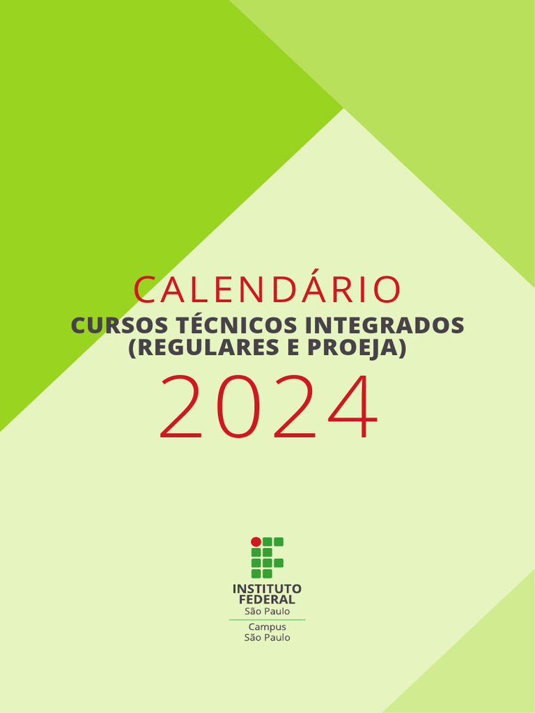 Calendário 2024 Cursos Técnicos Integrados | PDF
