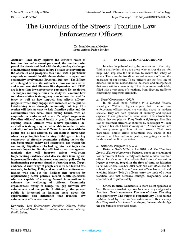 Frontline Law Enforcement Challenges | PDF | Mental Health | Police