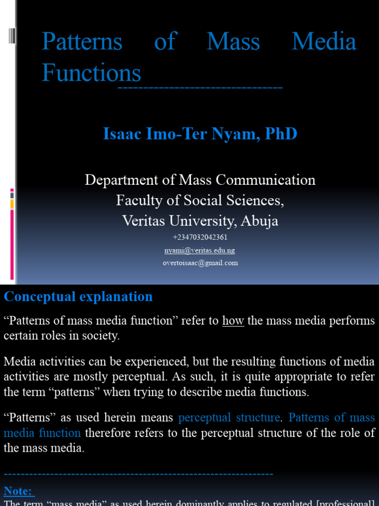 Mac 352 (Topic Vi - Media Functions) | PDF | Communication | Mass Media