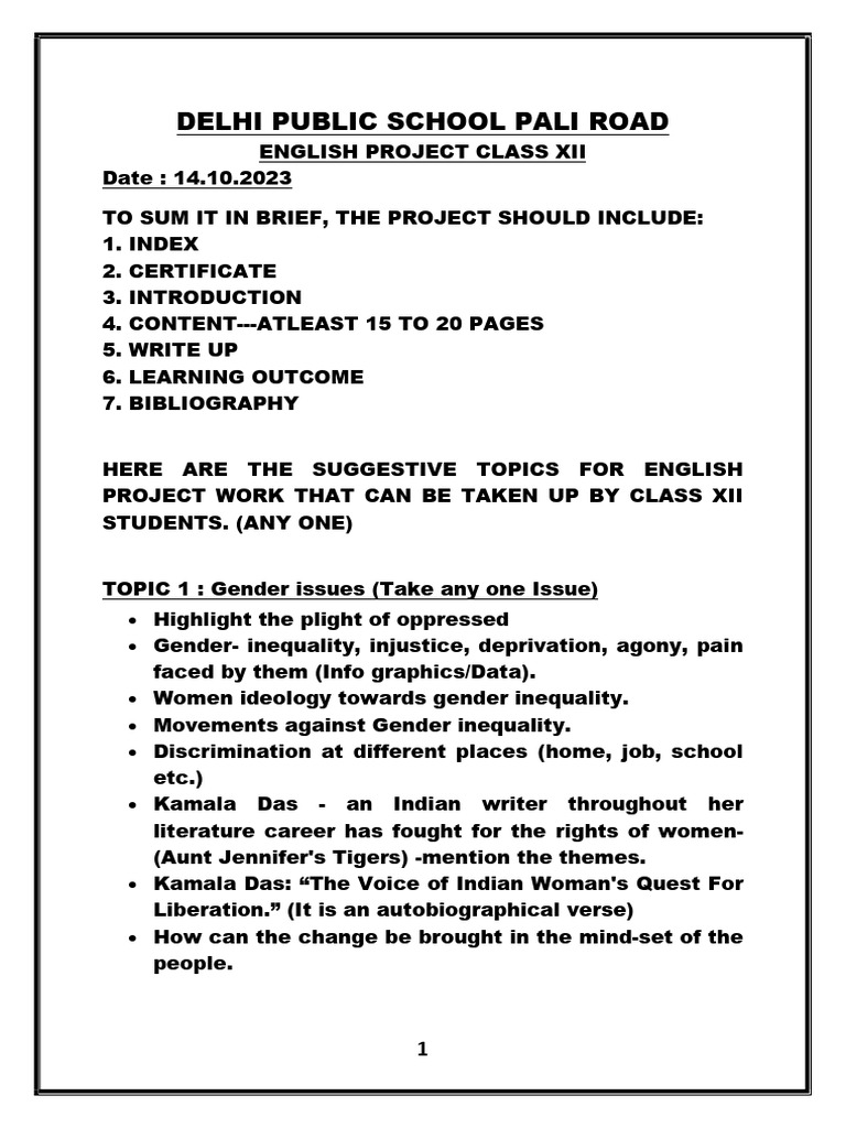 Class 12 English Project Guidelines | PDF | Karma | Human Migration