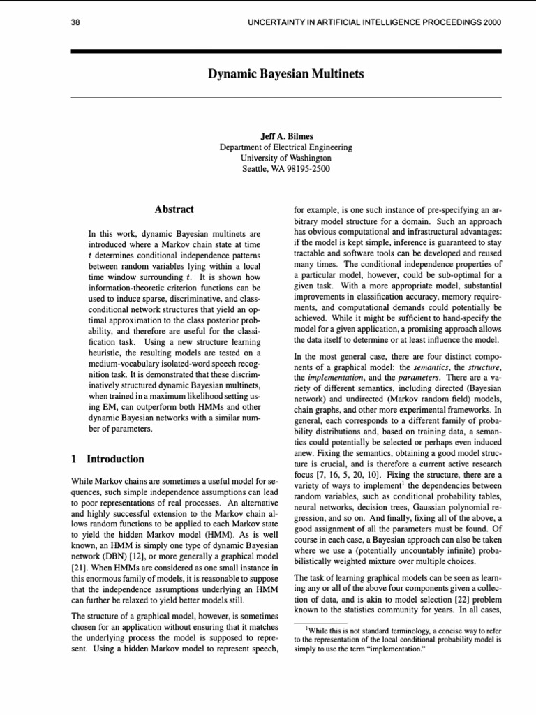 Dynamic Bayesian Multinets | PDF | Bayesian Network | Bayesian Inference