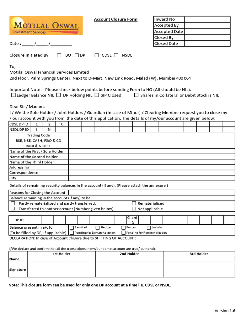 Account Closure Request Form Template | PDF | Financial Markets ...