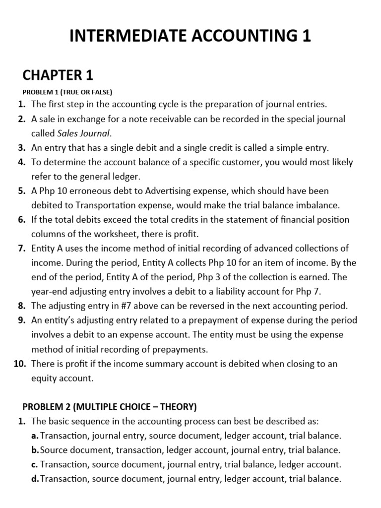 Intermediate Accounting Cycle Concepts | PDF | Debits And Credits ...