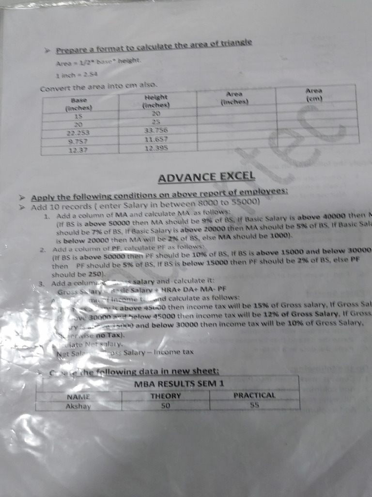 Advance excel assignment pdf