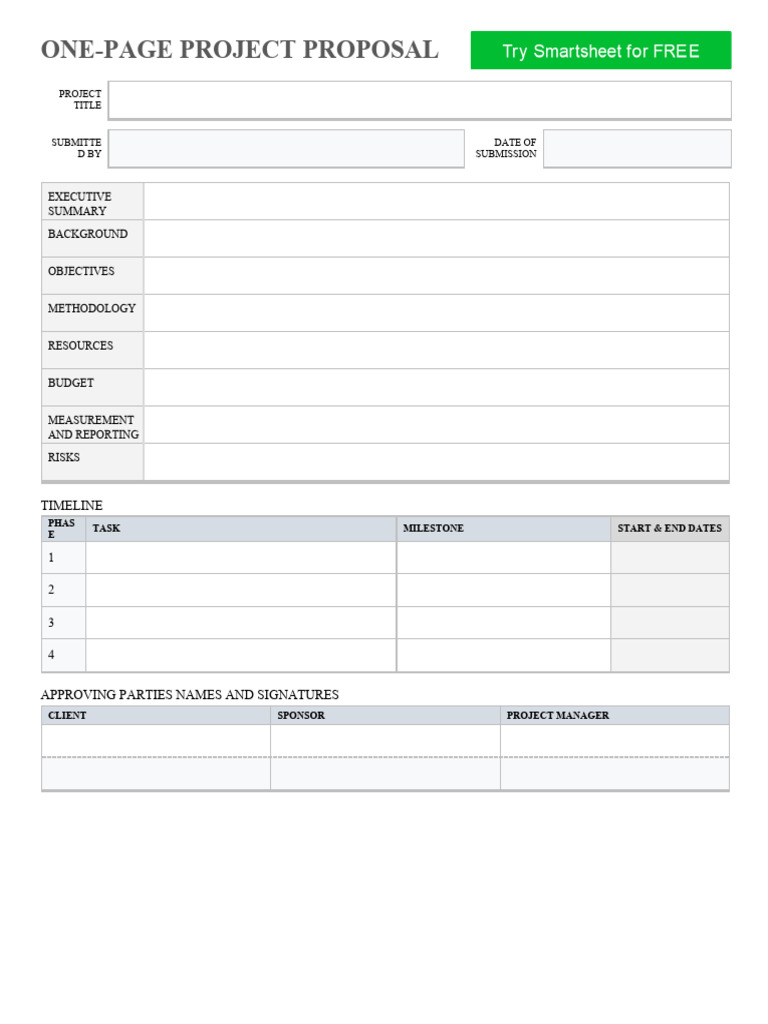 One-Page Project Proposal Template | PDF | Computers | Technology ...