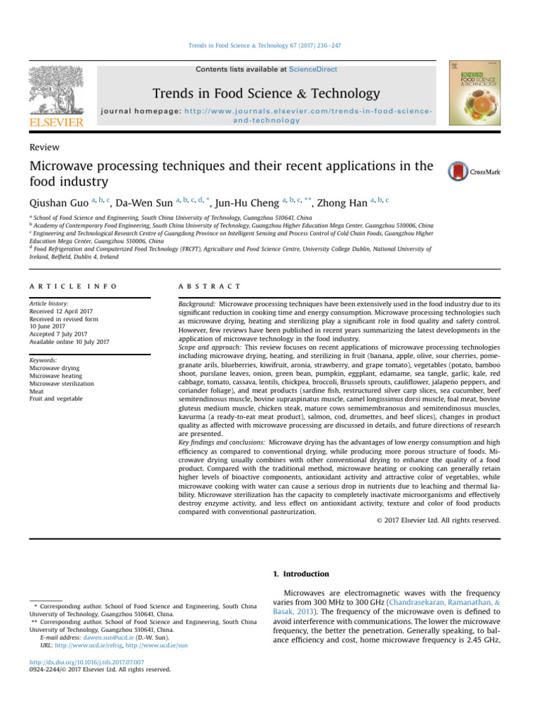 Guo Microwave Processing Applications | PDF | Cooking | Polyphenol