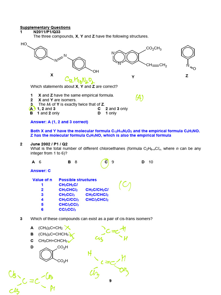 2022 Isomerism Supplementary Answers | PDF | Isomer | Organic Chemistry