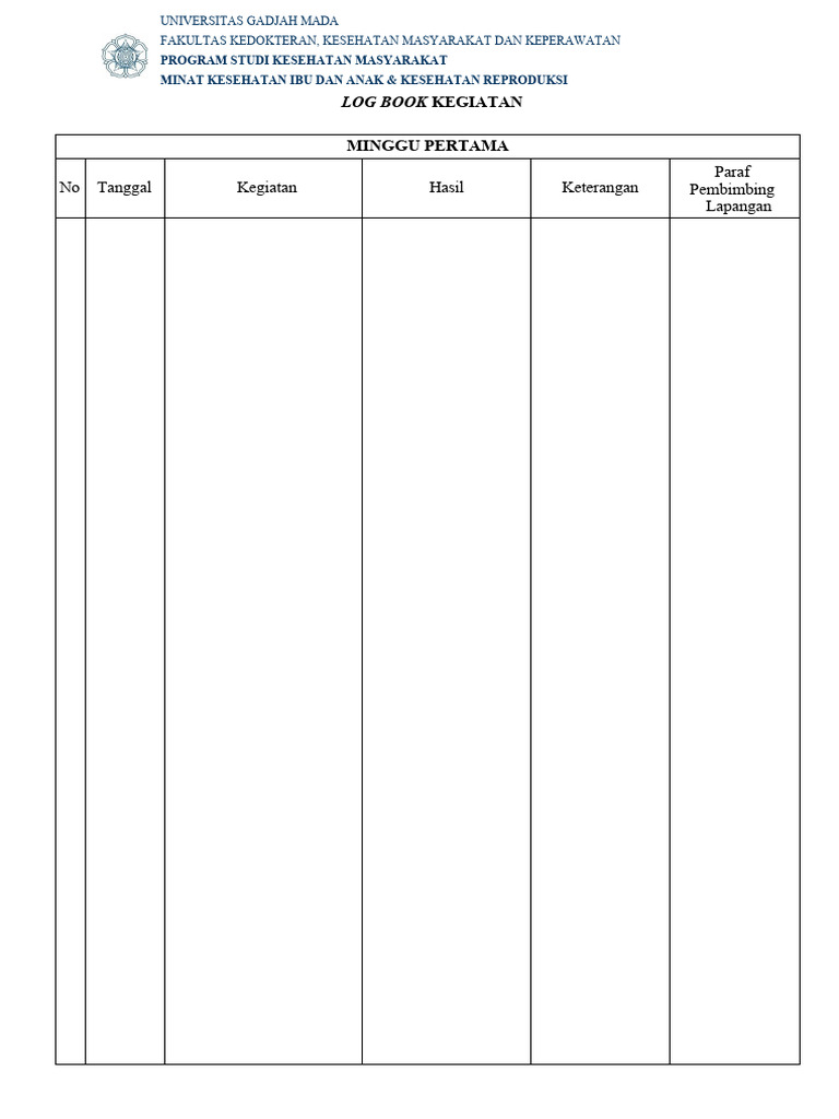Log Book Kegiatan Kesehatan Masyarakat | PDF