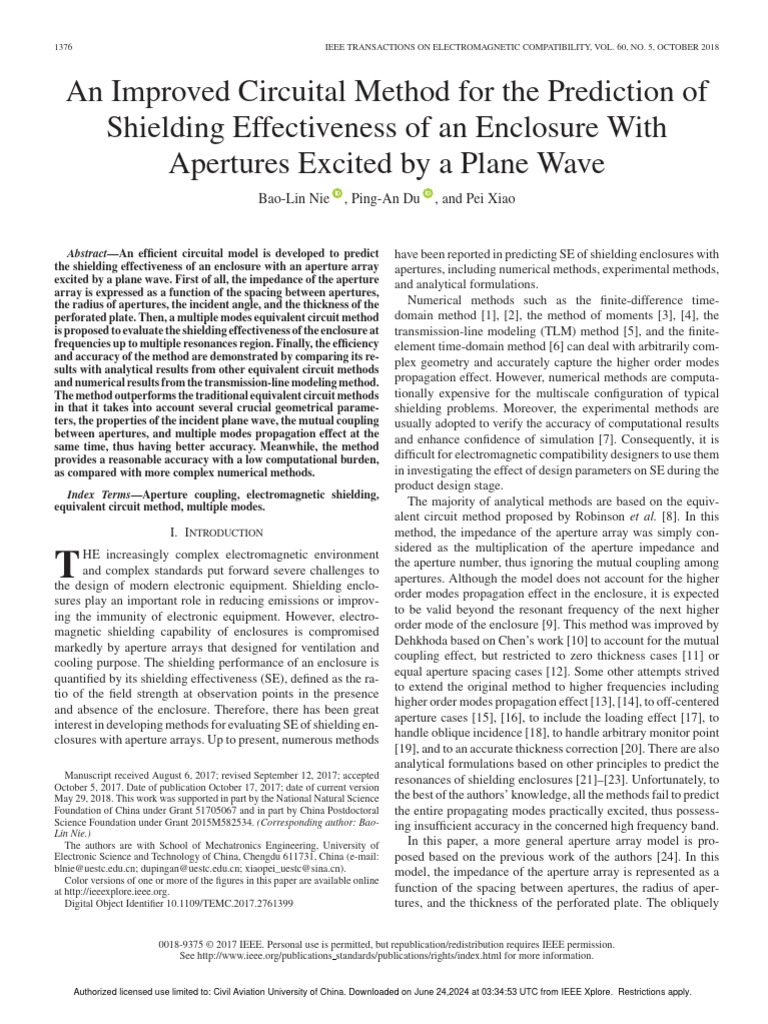 An Improved Circuital Method for the Prediction of Shielding ...