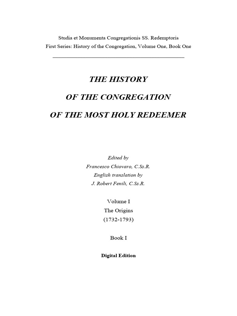 The History of The Congregation Volume 1 Book 1 | PDF | Translations