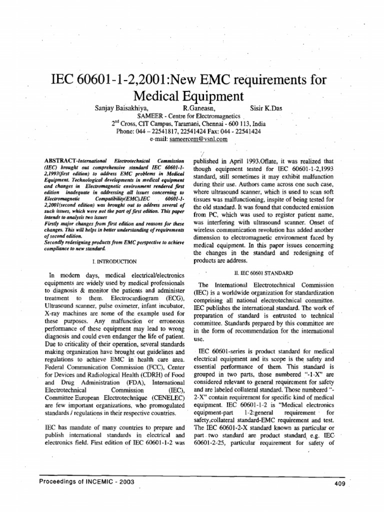 New EMC Standards for Medical Equipment | PDF | Electromagnetic ...