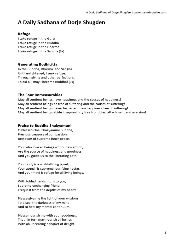 Tsem Rinpoche - A Daily Sadhana of Dorje Shugden | PDF | Spirituality ...