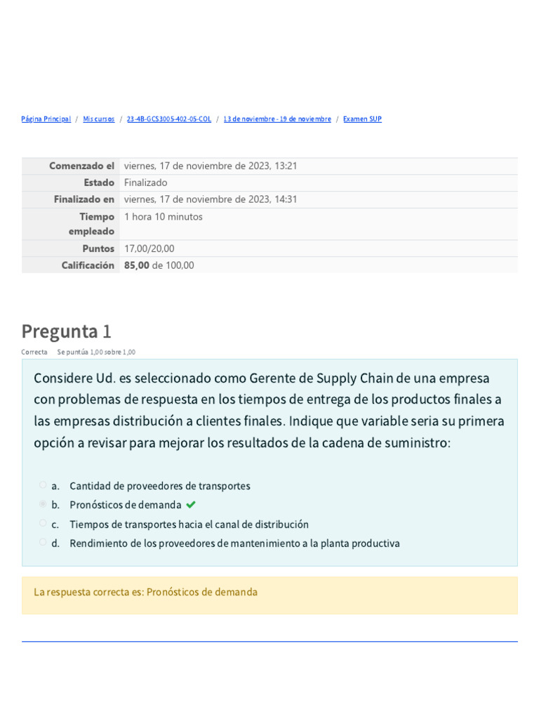 Examen SUP_ gestion de la cadena de suministro 2023 iplacex | PDF ...