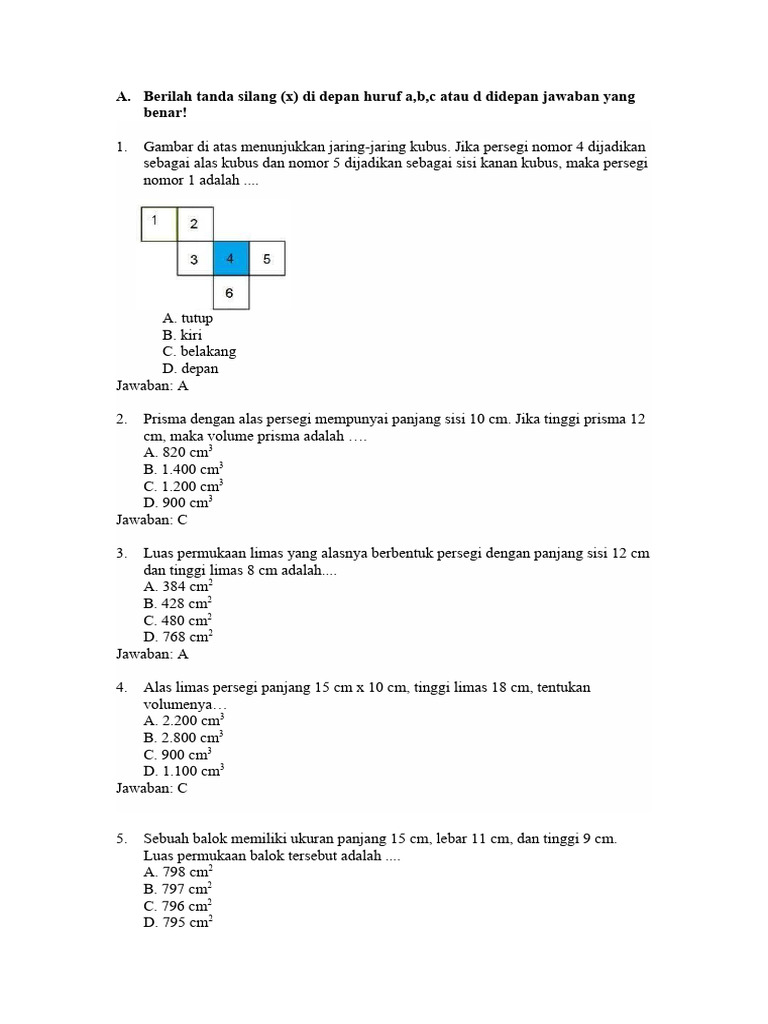 Soal Matematika Geometri Dan Volume Pdf