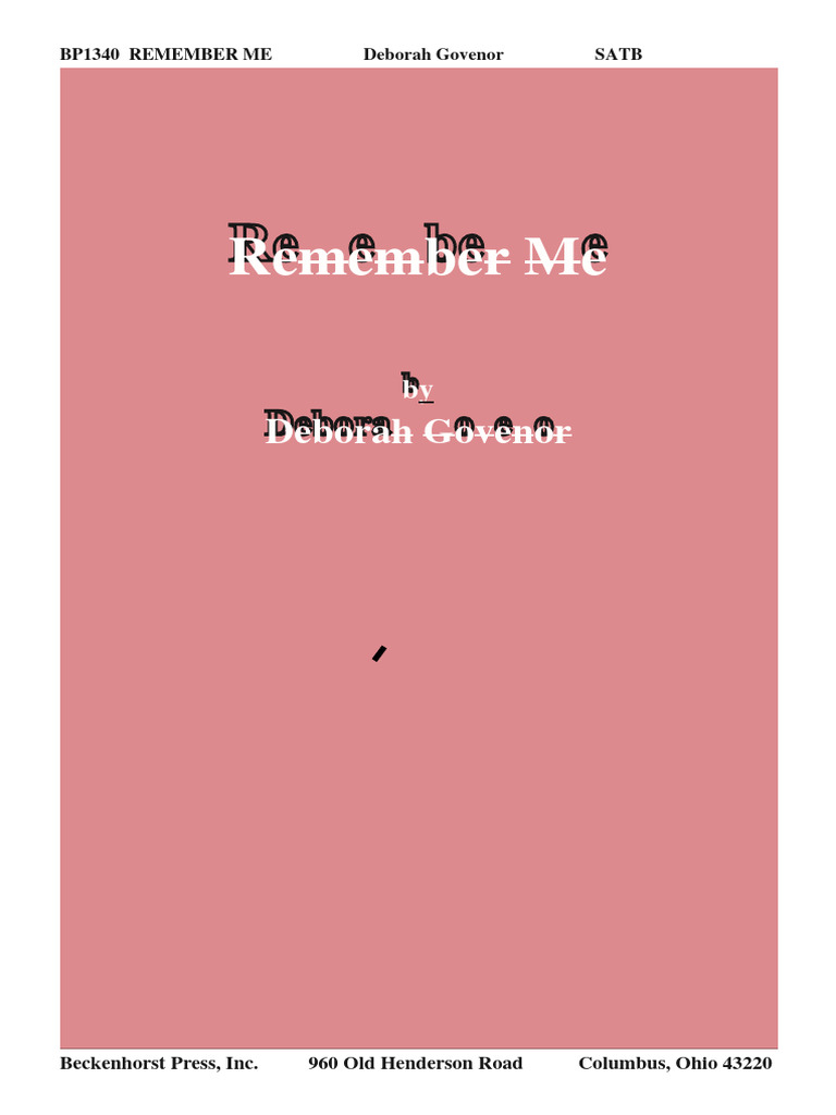 Remember Me - SATB Sheet Music | PDF | Home & Garden
