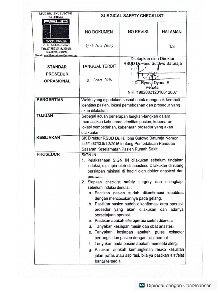 Surgical Safety Checlist | PDF