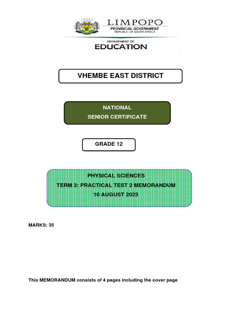 Grade 12 Physical Science Memo 2023 | PDF | Voltage | Building Engineering