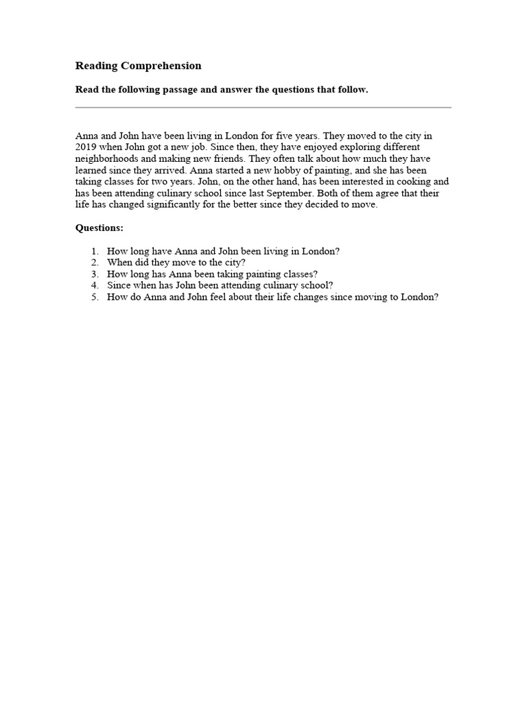 Reading Comprehension Pdf Travel Language Arts Discipline