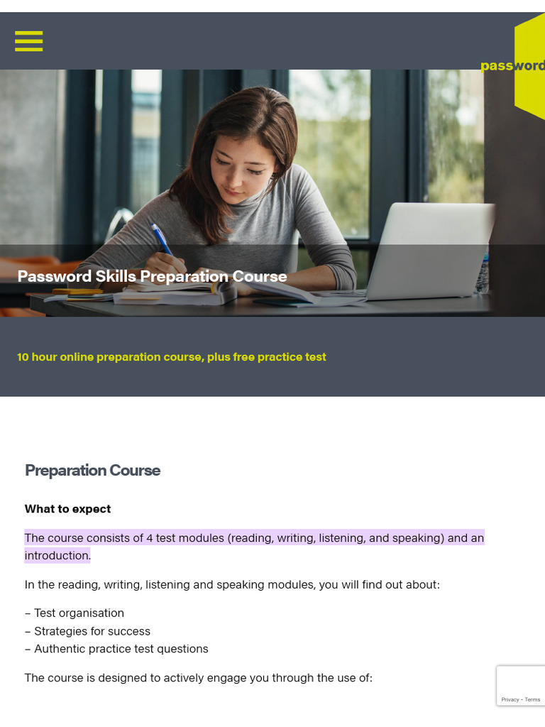 Password Skills Test Preparation Course | PDF