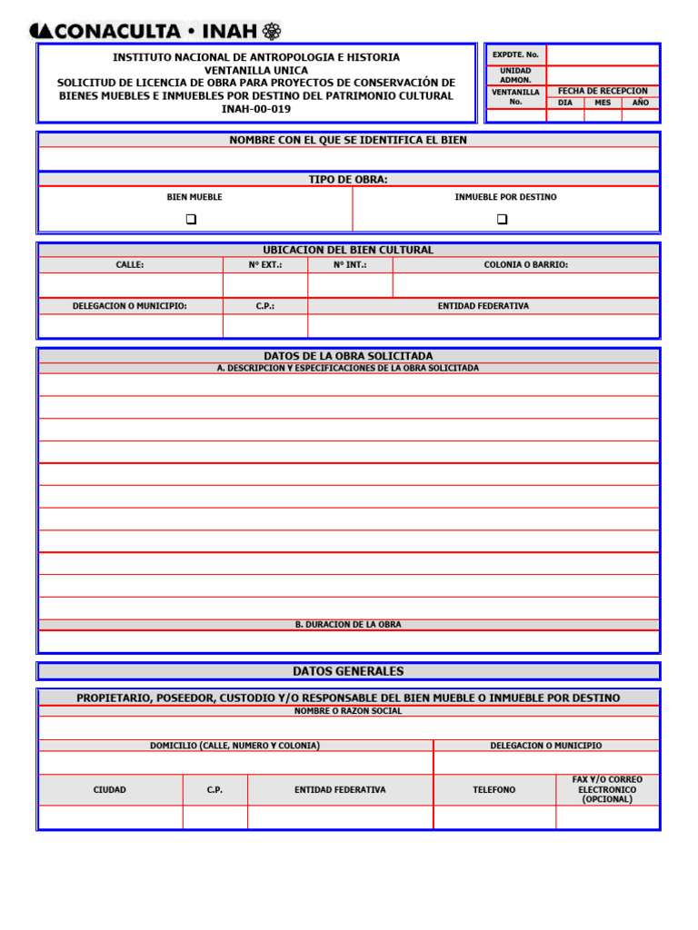 Solicitud de Licencia de Obra INAH | PDF