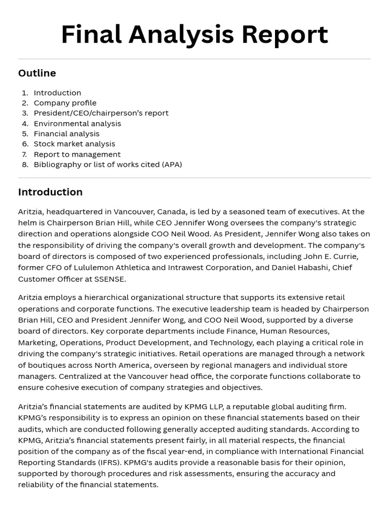 Financial Analysis Report | PDF | Retail | E Commerce