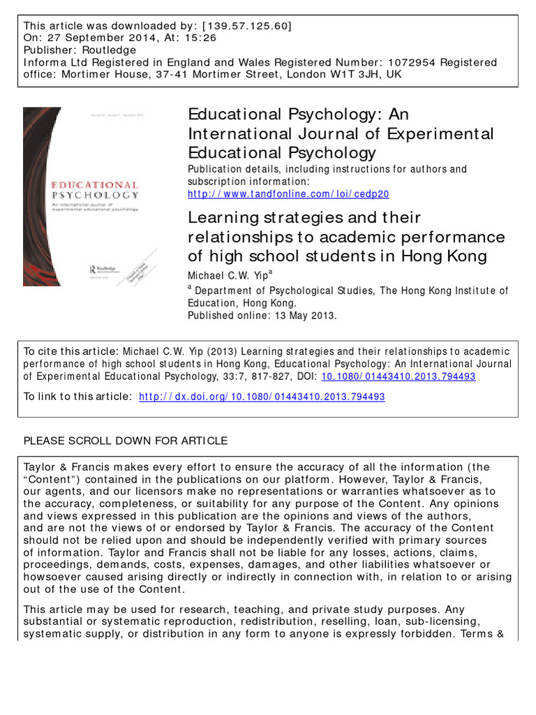 Learning Strategies and Academic Success | PDF | Learning | Cognitive ...