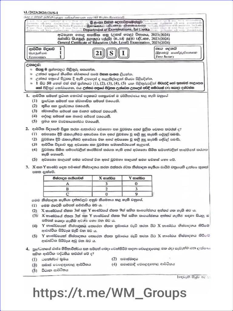2024 A/L Economics Marking Scheme | PDF