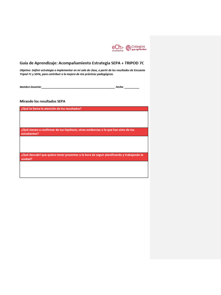 (CQA) Taller Acompañamiento - Estrategia SEPA + Tripod 7C | PDF ...