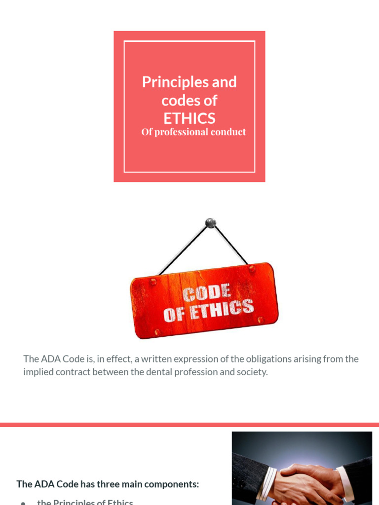 Principles and Codes of ETHICS PDF Dentist Dentistry