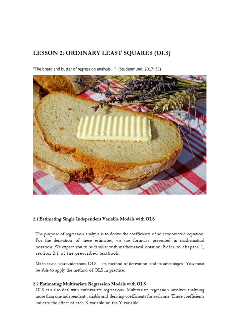 Lesson 2 - Ordinary Least Squares | PDF | Ordinary Least Squares | Cost ...