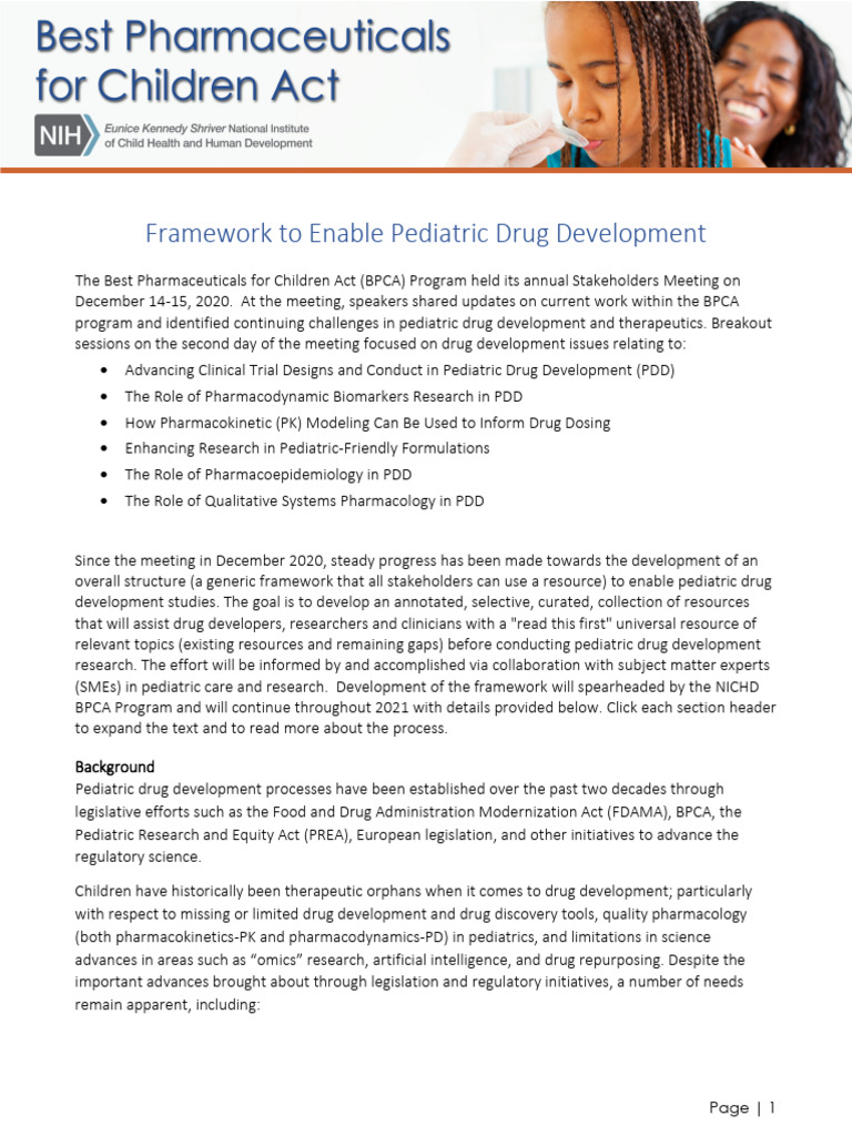 Pediatric Drug Development Framework | PDF | Drug Development ...